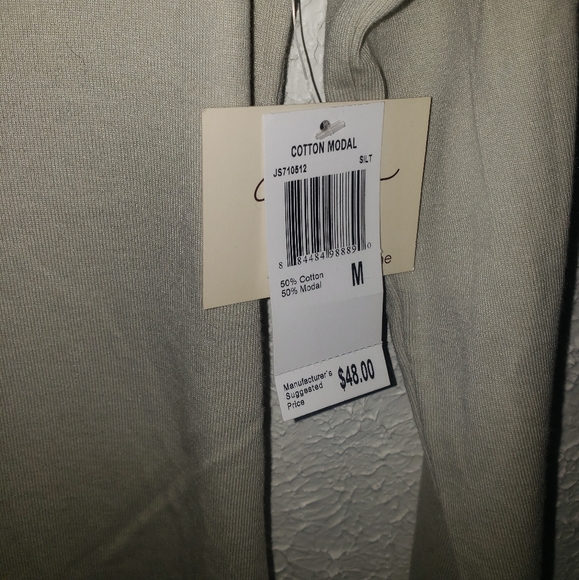 NWT AJ Andrea Jovine Boat Neck Top Cotton Modal 3/4 Sleeve Tee New T-Shirt Sz M - Picture 5 of 7